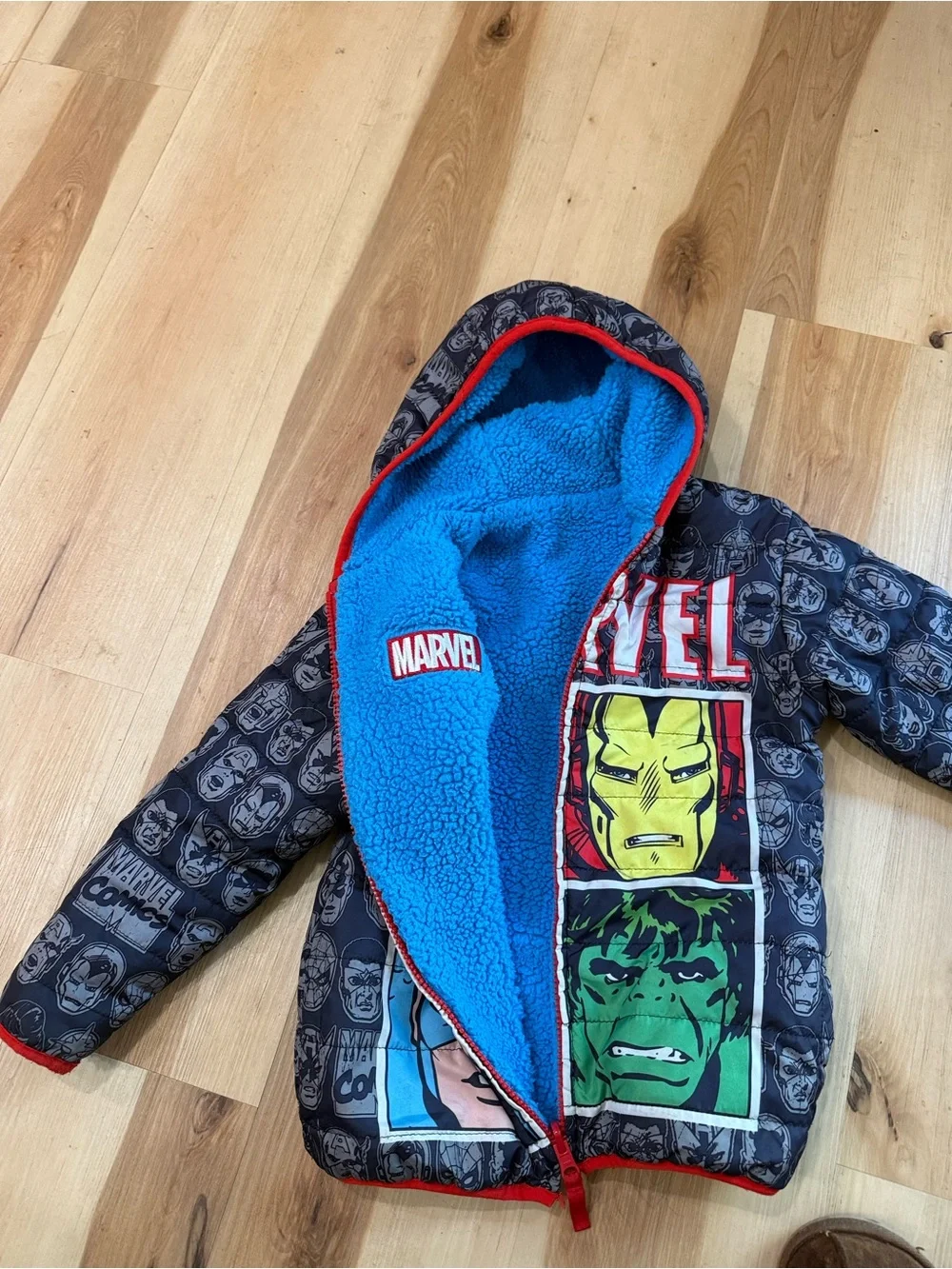 Marvel Gray and Red Super Hero Graphic Jacket